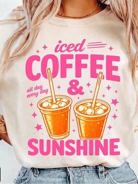 Iced coffee and sunshine all day everyday comfort colors T-shirt